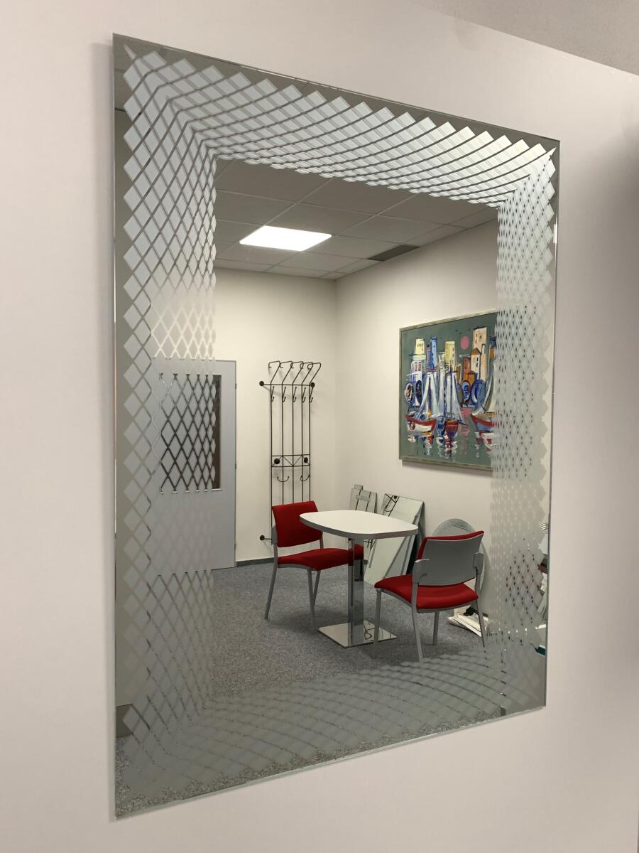 Zrcadlo 60 x 80 cm potisk motiv překřížené linie SPACE